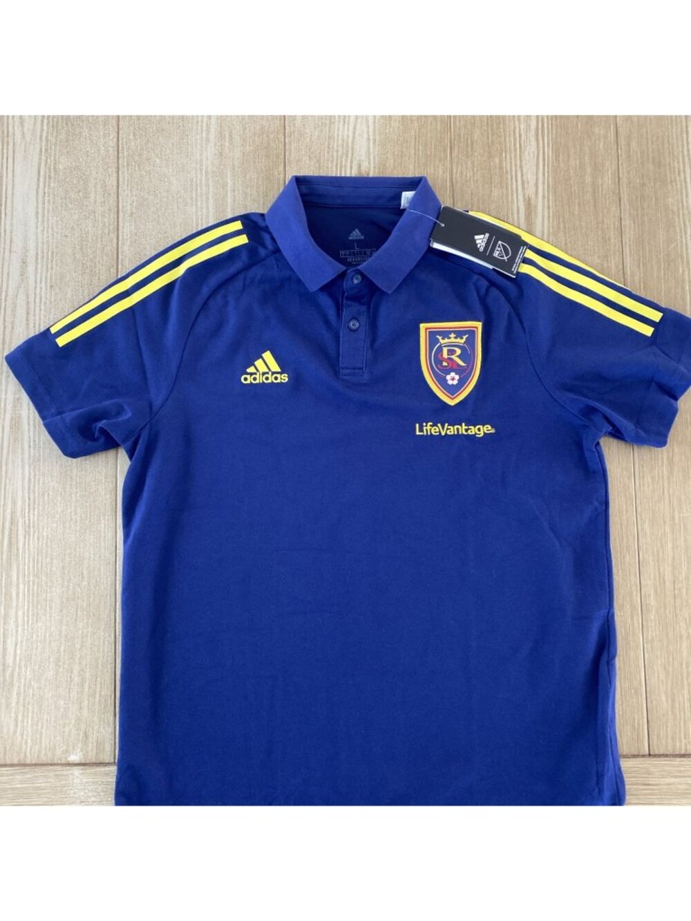 Adidas LiveVantange Real Salt Lake Men Polo Shirt Soccer Short Sleeve Top L